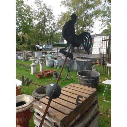 7100 - A copper and iron cockerel weather vane