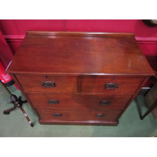 4025 - An Art Deco walnut chest of two short over two long drawers on a plinth base, 95cm tall x 92cm wide ... 