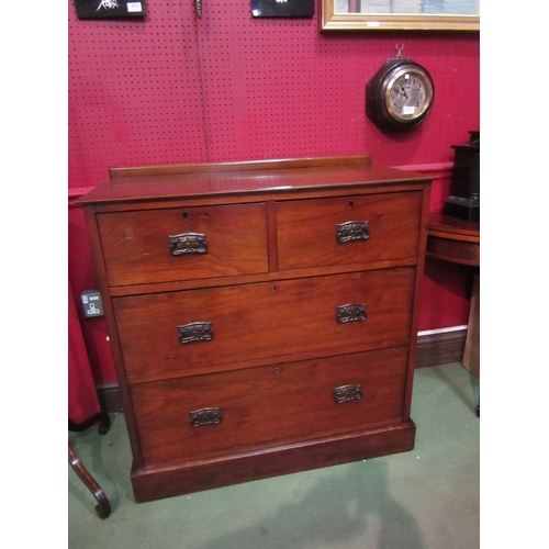 4025 - An Art Deco walnut chest of two short over two long drawers on a plinth base, 95cm tall x 92cm wide ... 