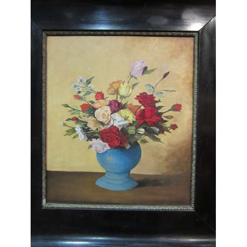 4075 - Two oils on board, still-life flowers in vases, both unsigned and framed, 42cm x 36cm and 29cm x 39c... 