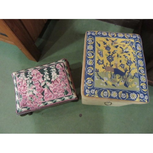 4133 - A needlepoint stool on cabriole legs and a needlepoint box (2)