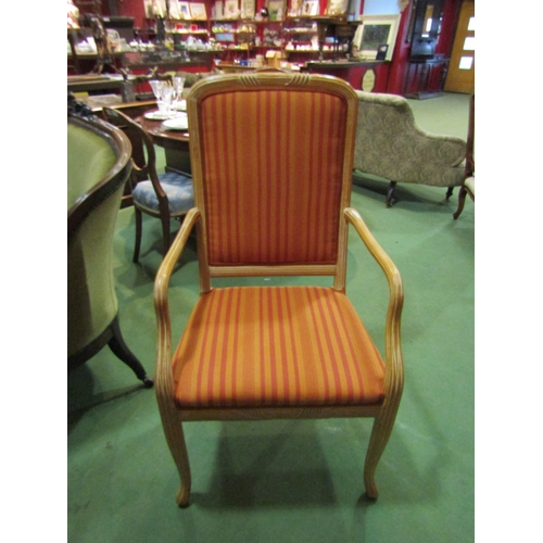 4159 - A pair of limed oak open armchairs with reeded frame and outswept fore legs