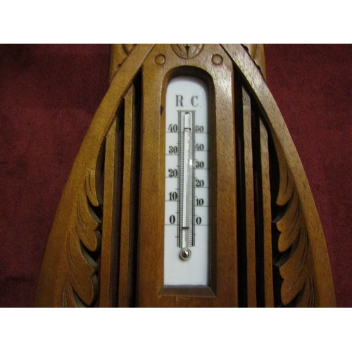 4177 - A German Arts & Crafts barometer thermometer, mercury thermometer