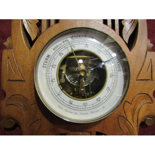 4177 - A German Arts & Crafts barometer thermometer, mercury thermometer