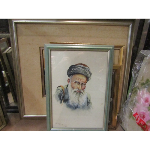 4252 - A collection of portraits/prints art to include oil on leaf portraits, a man from Tehran etc (10)