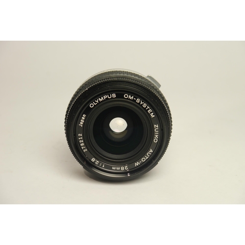 6038 - A Cased Olympus OM-4 (black) w/ Olympus Om-System Zuiko Auto-S 50mm f1.8 & Auto-W 28mm f2.8. Include... 