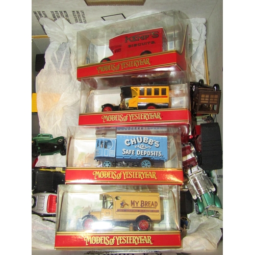 4397 - A box of diecast cars to include four boxed Models of Yesteryear and various Matchbox examples