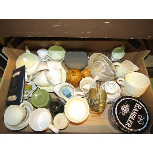 4398 - A box of mainly ceramics including LNER railway mugs, Shelley 