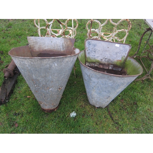 7079 - Two galvanised grape pickers hods