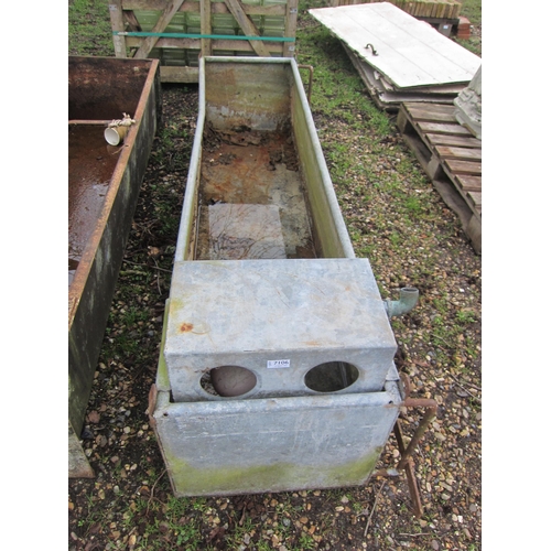 7106 - A galvanised trough, 183cm x 45cm x 39cm