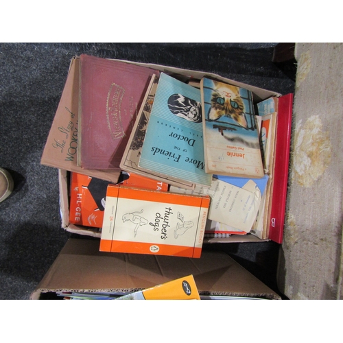 1390 - Four boxes of assorted books and ephemera including various tourist guides, 1930's 