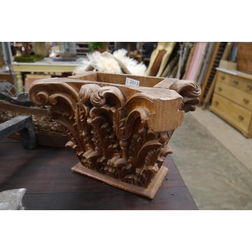 2013 - A pair of carved column tops