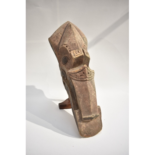 8617 - New Britian (Papua New Guinea) two polychrome wood carvings possibly house brackets one with major c... 