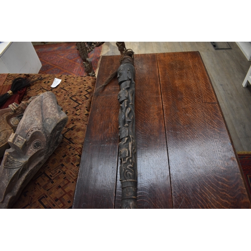 8625 - Tribal Interest an Early 20th Century Batak Magic Staff of Tunggal panaluan form.  The upper half fe... 