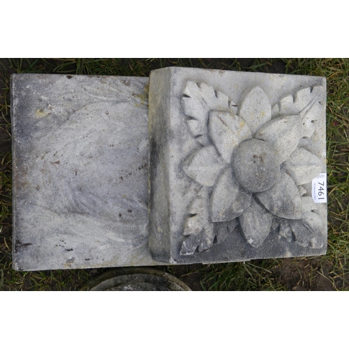 7461 - A pair of sandstone wall plaques