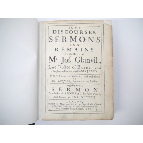 9348 - Joseph Glanvill: ‘Some Discourses, Sermons and Remains of the Reverend Mr Jos. Glanvil, Late Rector ... 