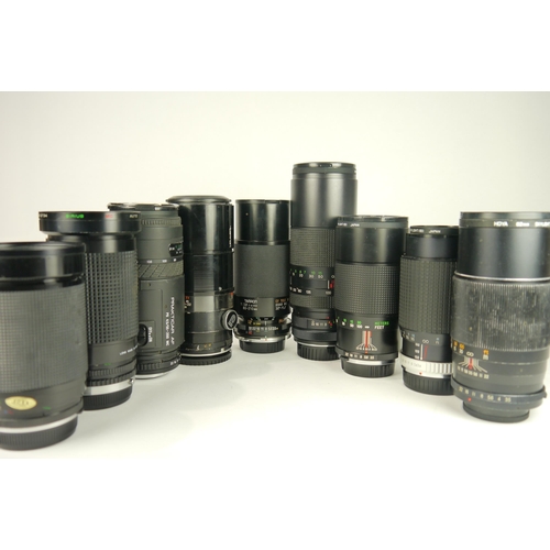 6082 - A Collection of mixed lenses including a Tamron 200mm f3.5 tele lens (9)