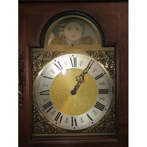 1007 - A modern Emperor Clock Co. Ltd. grandmother clock with weights and pendulum