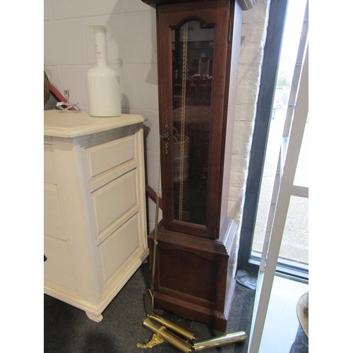 1007 - A modern Emperor Clock Co. Ltd. grandmother clock with weights and pendulum