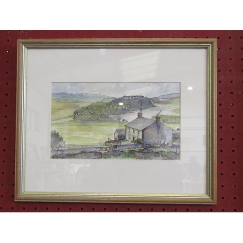 1075 - AUDREY COULSON (1928 -1994): A watercolour titled 'Crag Lough and Hotbank Farm', signed lower left, ... 