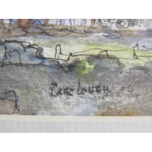 1075 - AUDREY COULSON (1928 -1994): A watercolour titled 'Crag Lough and Hotbank Farm', signed lower left, ... 