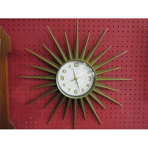 1085 - An Acctim sunray wall clock together with a wall barometer (2)