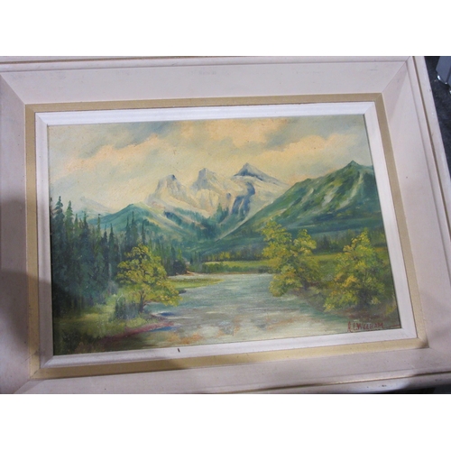 1445 - A box of pictures to include four original watercolours by Amy Barltrop, two entitled 