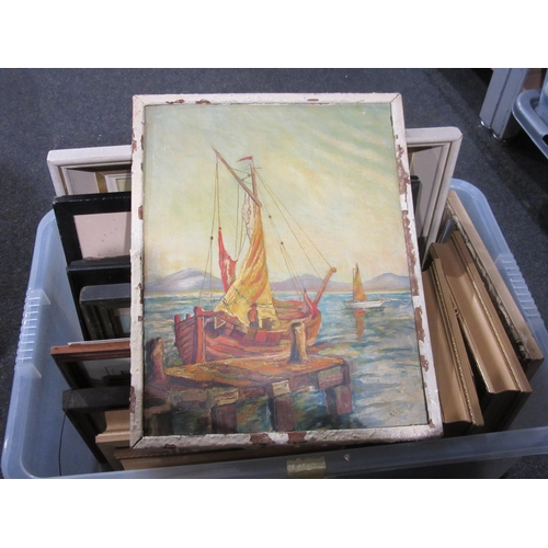 1445 - A box of pictures to include four original watercolours by Amy Barltrop, two entitled 