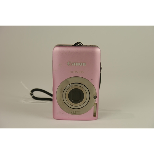 6069 - A Canon IXUS 105 12.1 Mega Pixel Digital Camera in Pink w/charger and manual 
**Untested**