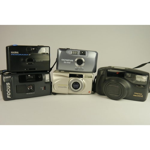 6070 - A Collection of compact 35mm Film Cameras including a boxed Olympus SuperZoom 100G AF (5)