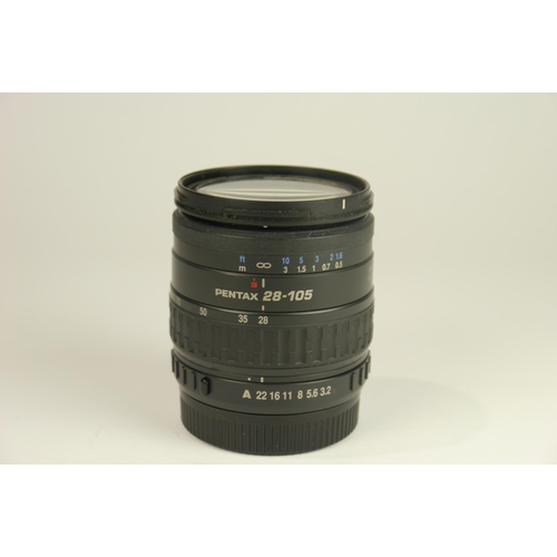 6036 - A SMC Pentax FA 28-105mm f3.5-4.5 lens & a Pentax PH-RBC 58mm lens hood  w/ A Canon MC&7 C-AF 2x tel... 