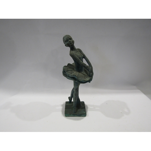 1409 - A verdigris cast iron ballerina figure, 26cm tall