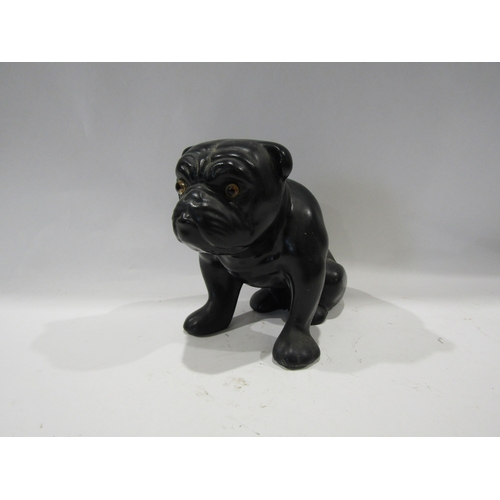 1418 - A ceramic Bulldog with glass eyes, 13cm height