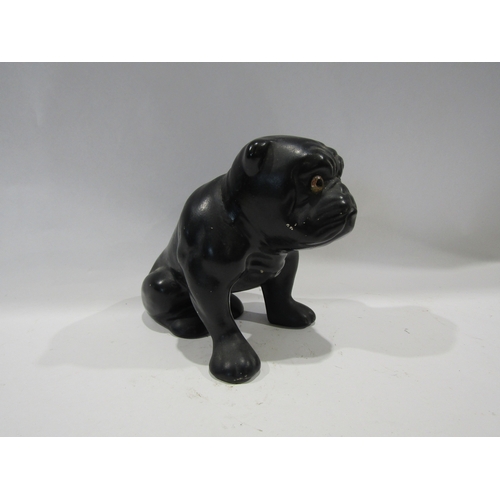 1418 - A ceramic Bulldog with glass eyes, 13cm height