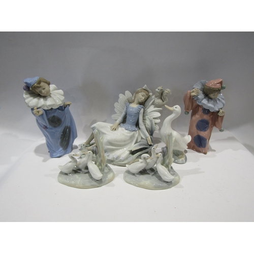 1422 - WITHDRAWN - A group of Nao and Nao by Lladro figures including geese, clowns (one a/f, other with fl... 