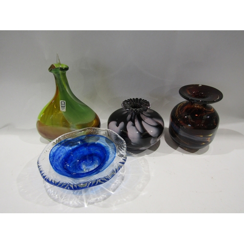 1426 - Four pieces of art glass including an Alum Bay blue glass bowl and Mdina scent bottle with stopper