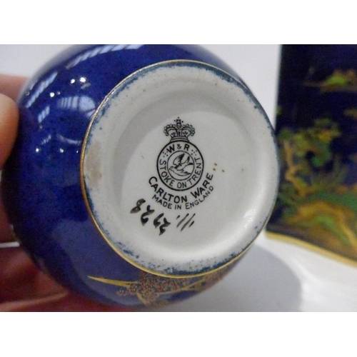 4339 - Three pieces of Carlton Ware - chinoiserie patterns, New Mikado on blue ground, Kanshi lidded vase N... 