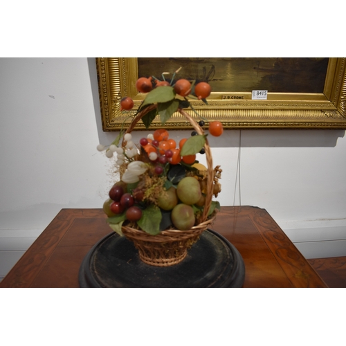 4529 - A 19th Century wax fruit display under glass dome, 44cm tall