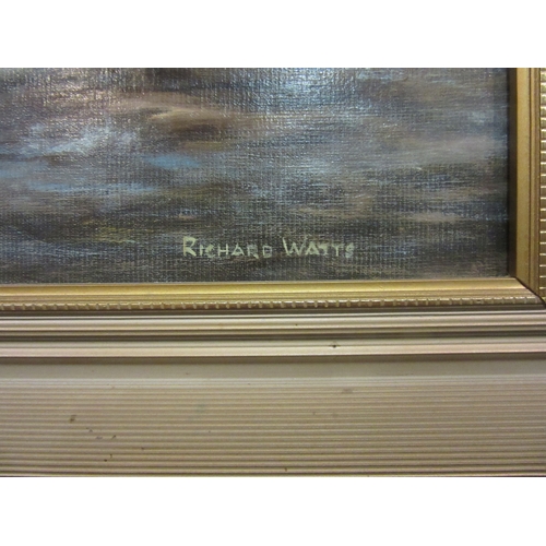 4157 - RICHARD WATTS: An oil on board of a ship 