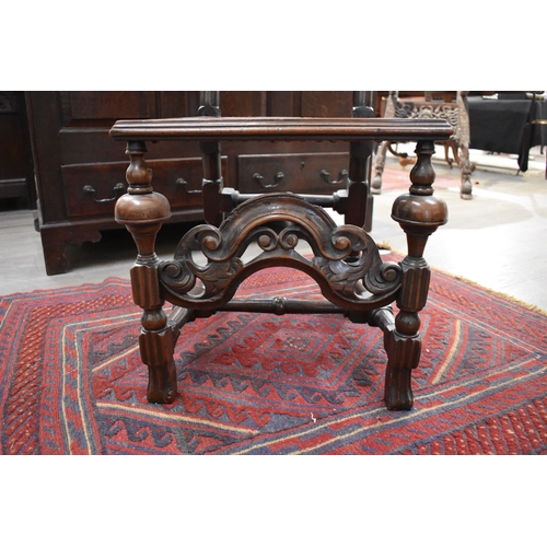 4227 - An English 17th Century carved William and Mary walnut cane back and seat chair, with acanthus scrol... 