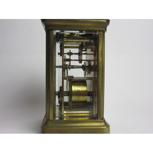 4436 - A brass carriage clock with leather case