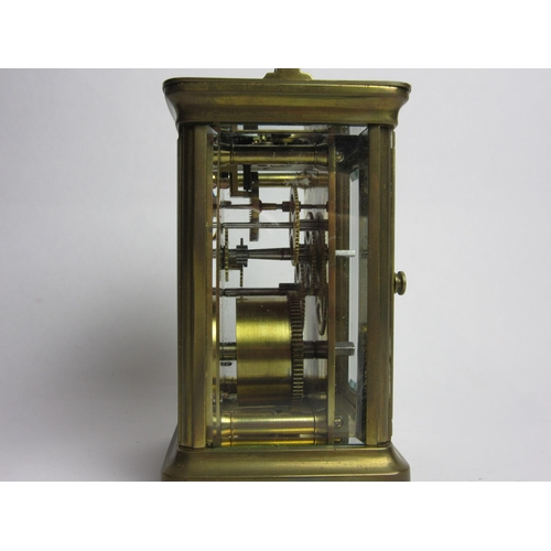 4436 - A brass carriage clock with leather case