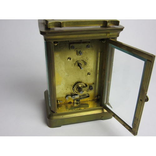 4436 - A brass carriage clock with leather case