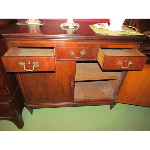 4044 - A French 19th Century mahogany canted corner buffet/sideboard, the rising hinged top with shelf supp... 