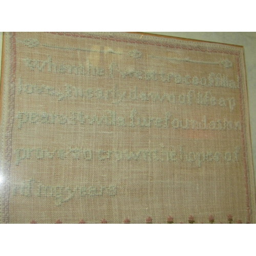 4045 - A gilt framed sampler, 33cm x 24cm