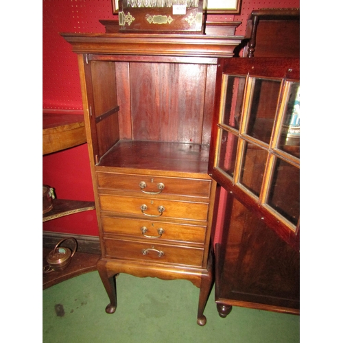 4075 - A 19th Century mahogany slim cabinet with glass panelled door over four drawers on raised cabriole f... 