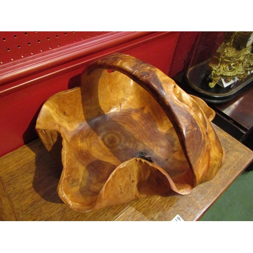 4117 - A carved burr wood basket, 40cm wide