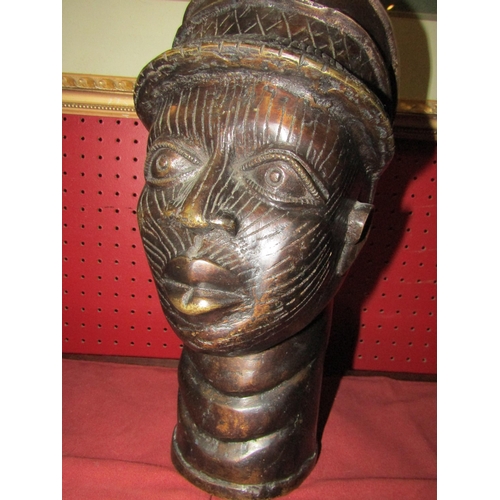 4143 - A Benin bronze Ife head, 41cm height