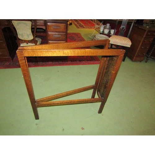 4200 - An early 20th Century figured maple folding towel rail, 84cm tall x 81cm long