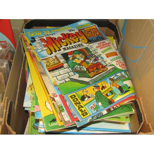 4242 - Three boxes containing a collection of vintage children's books, annuals and comics